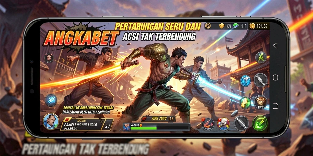 Tampilan intens dari gameplay seru ANGKABET yang menampilkan aksi pertarungan.