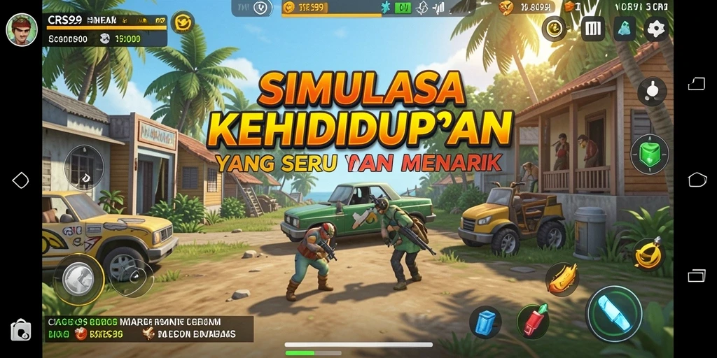 Tangkapan layar menunjukkan gameplay seru dari CRS99, menampilkan karakter dan lingkungan interaktif.