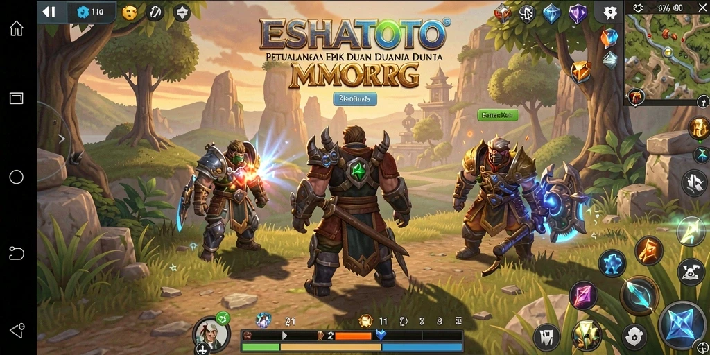 Tampilan gameplay ESHATOTO yang epik dan dinamis.