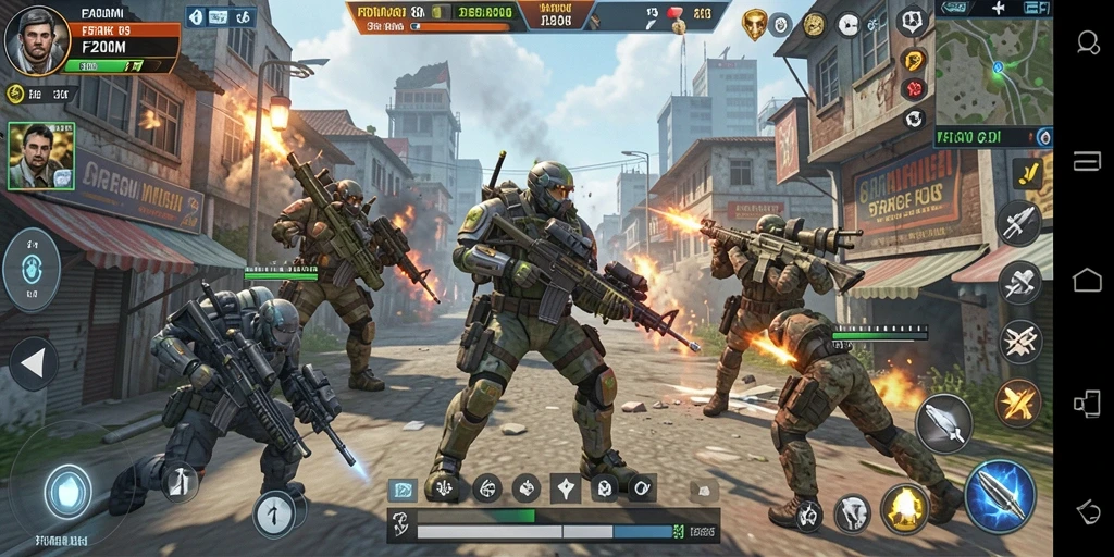 Tangkapan layar gameplay F200M dengan aksi strategis yang mendebarkan.