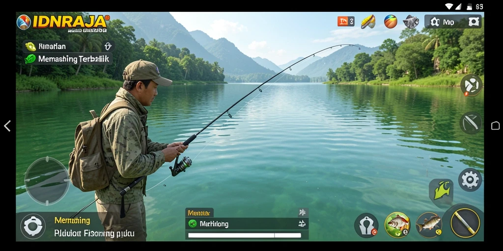 Tampilan gameplay memancing di IDNRAJA yang seru dan mendebarkan.