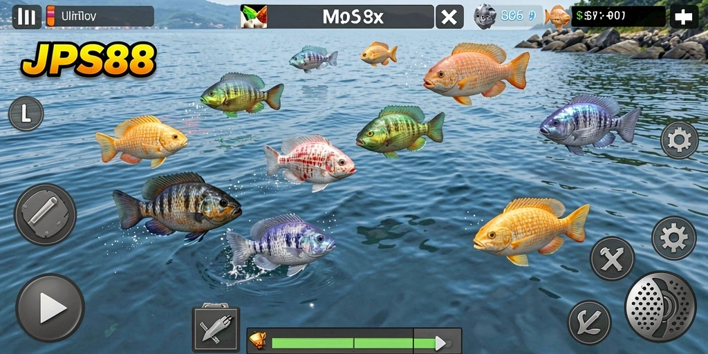 Tampilan gameplay JPS88 dengan berbagai ikan warna-warni.