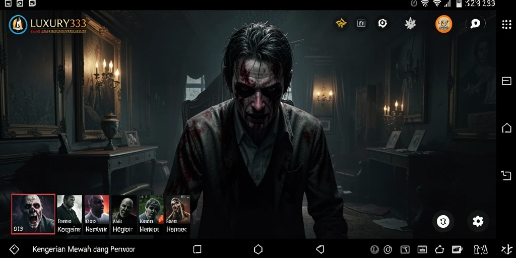 Gameplay seram LUXURY333 dengan suasana mencekam.