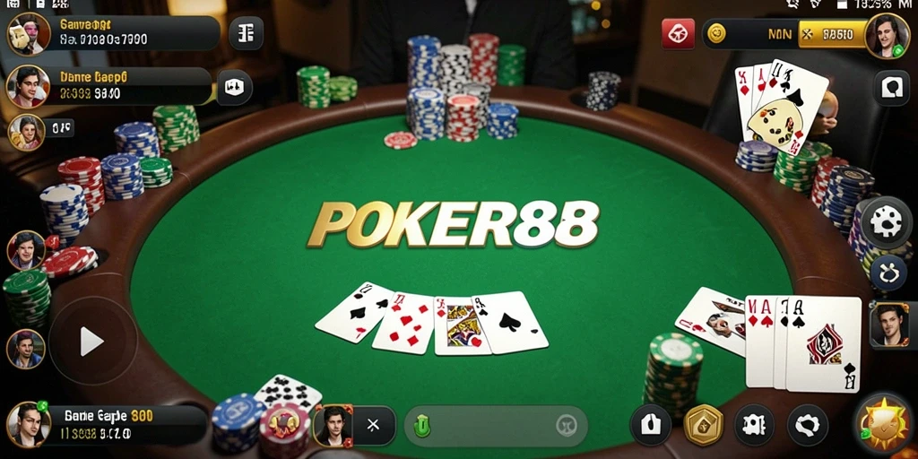 Tampilan menarik dari gameplay Gaple di POKER88.