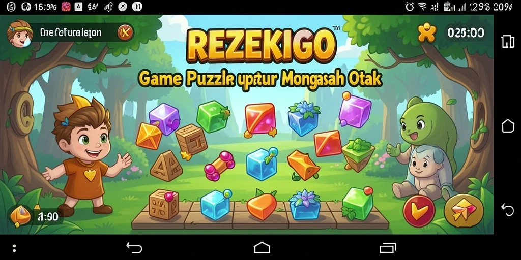 Screenshot REZEKIGO menunjukkan gameplay puzzle yang menantang dan menarik.