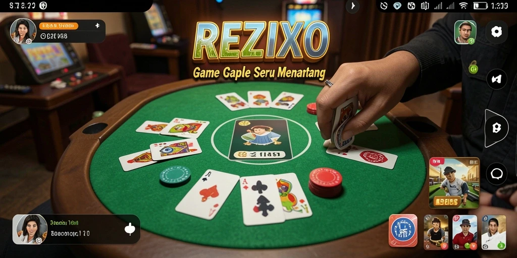Screenshot utama REZIXO menampilkan gameplay Gaple yang seru.
