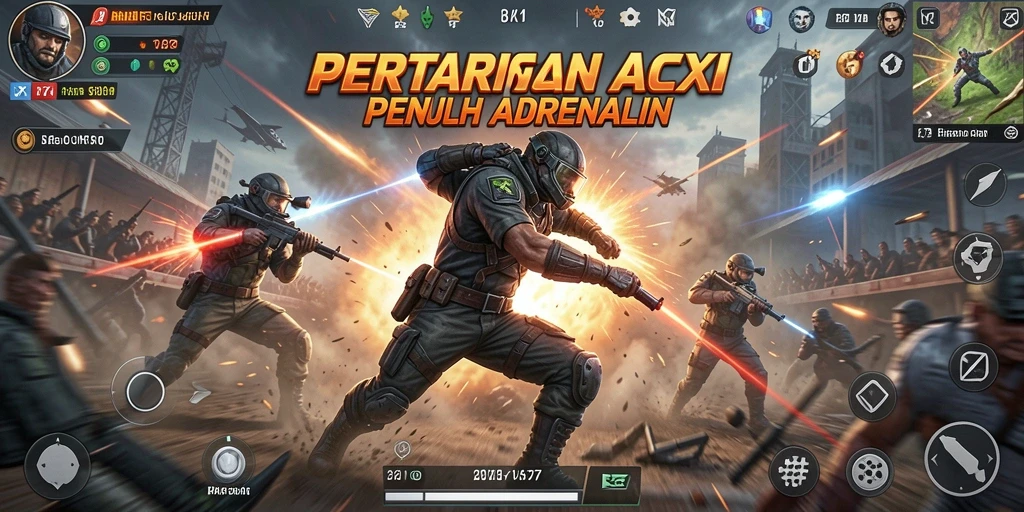Tampilan gameplay aksi penuh dari RK77 yang mendebarkan.