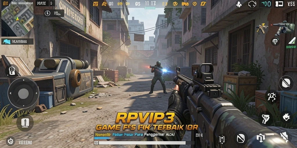 Tampilan gameplay intens dari RPVIP3 dengan aksi menembak yang seru.