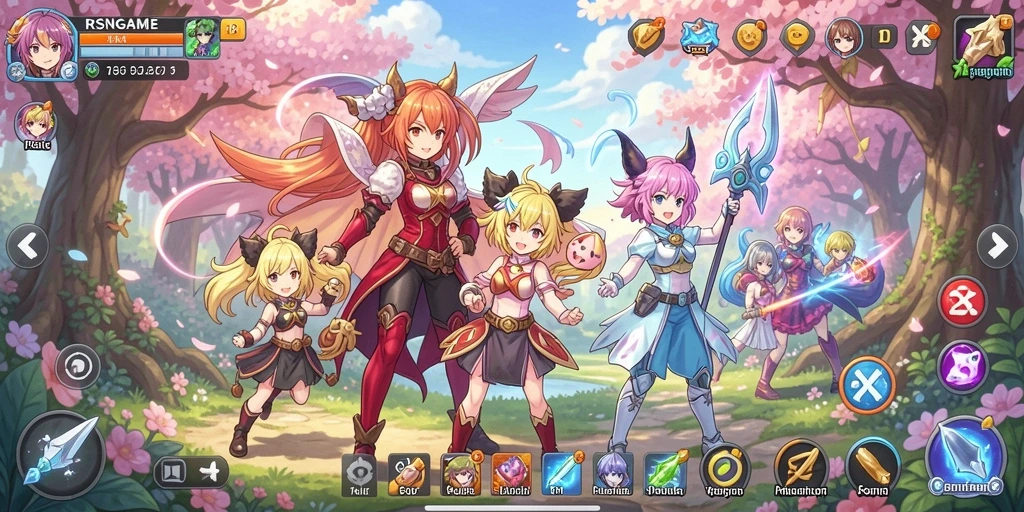 Screenshot gameplay RSNGAME menampilkan karakter anime dalam aksi yang dinamis.