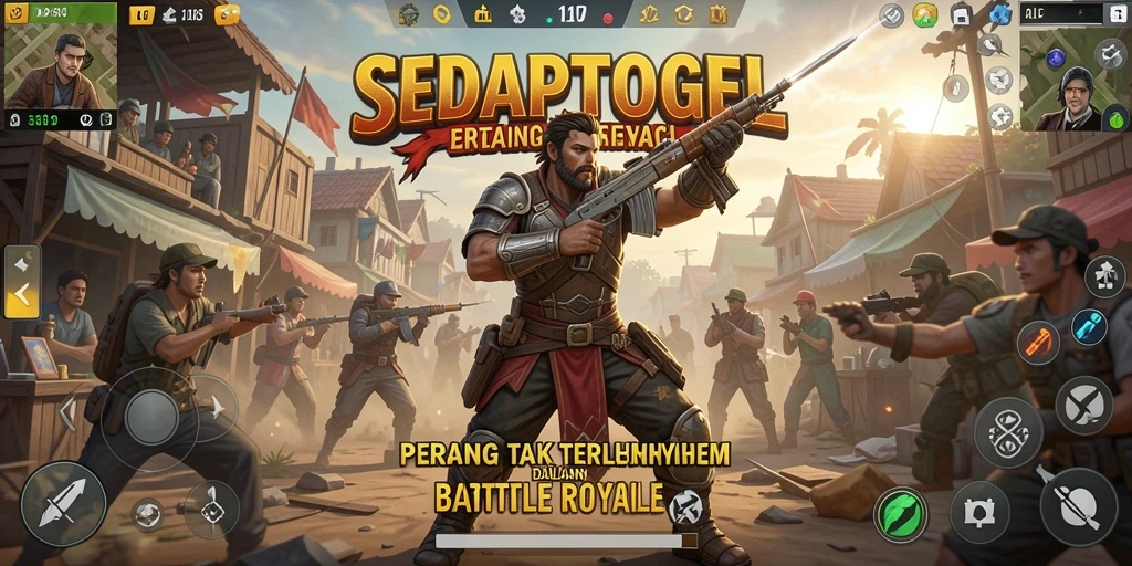 Gameplay seru SEDAPTOGEL di arena Battle Royale.