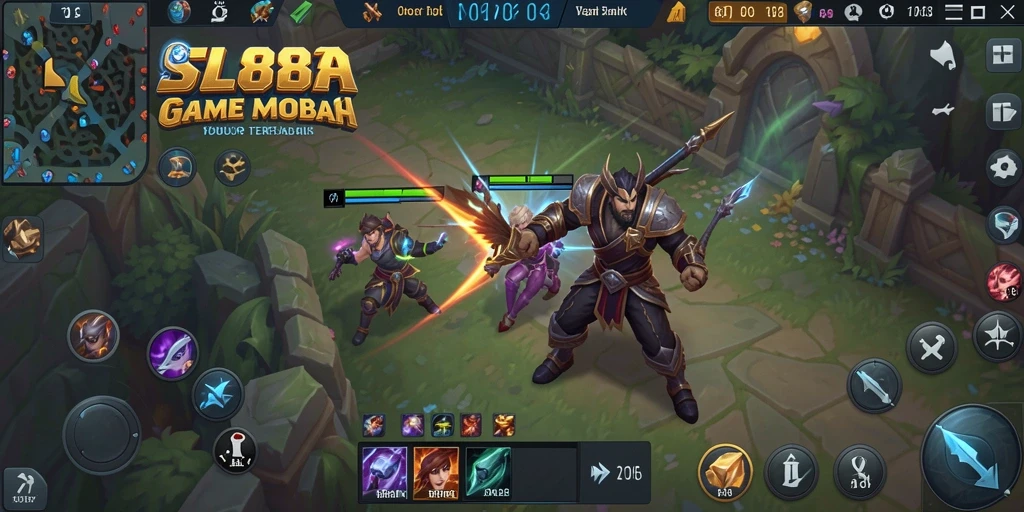 Tampilan gameplay seru dari SL888 dengan aksi MOBA yang dinamis.