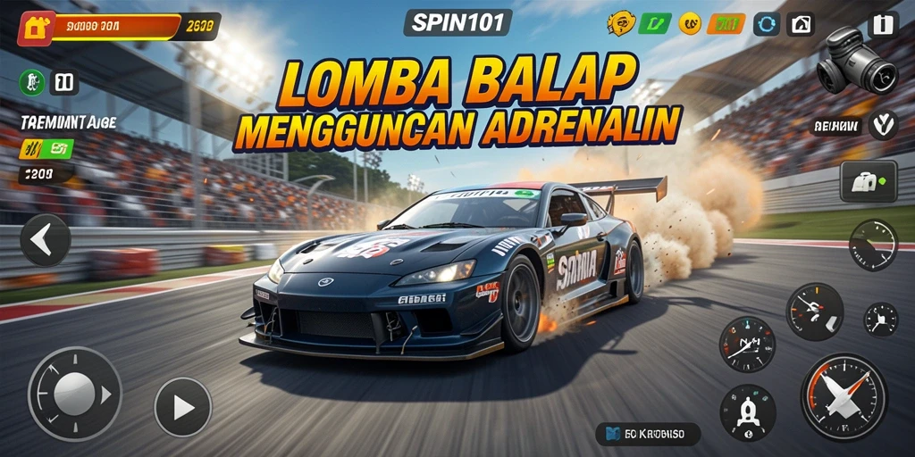 Gameplay balap SPIN101 yang seru dan mendebarkan.