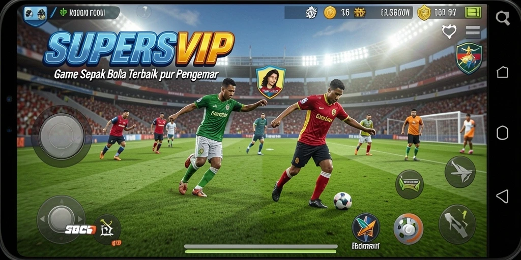 Tampilan gameplay menarik dalam permainan sepak bola SUPERSVIP.