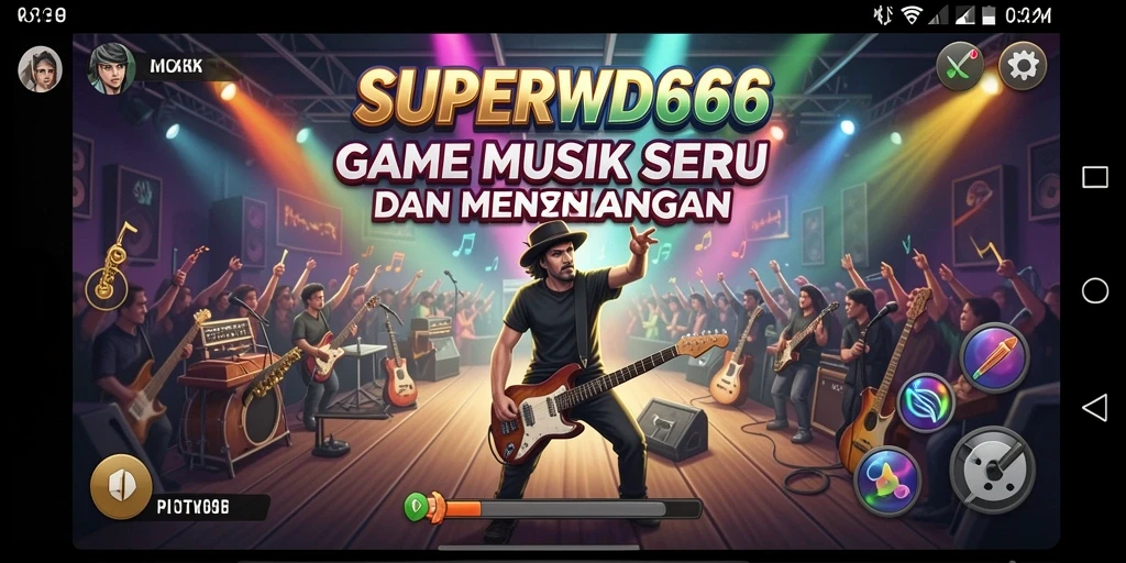 Tampilan gameplay seru dalam SUPERWD666 dengan berbagai lagu.